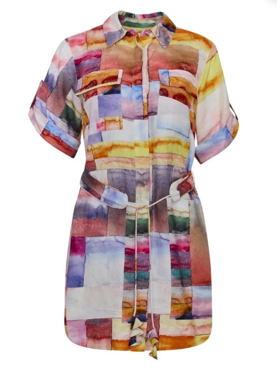 HUNTER BELL Dresses & Skirts - HUNTER BELL Nicole Watercolor Mosaic Shirt Dress NWT